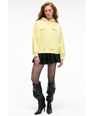 Grimelange Oversized Hooded Printed Sweatshirt - Yellow