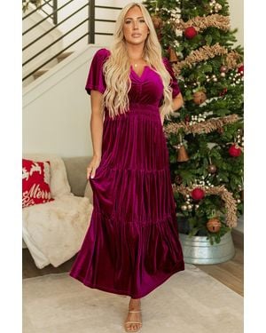 Everyday the Label Velvet Tiered Maxi Dress - Purple