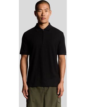 Lyle & Scott Ottoman Half Zip Polo Shirt - Black