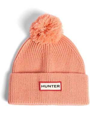 HUNTER Arrinay Ribbed Pom Beanie/Scarf Box Set Adults Terracotta Hat & Scarf Set - Pink