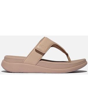 Fitflop F-Mode Go Adjustable Toe-Post Sandals Faux Leather Pu - Brown