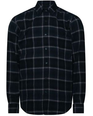 BOSS Collared Neck Button Down Long Sleeve Shirt - Blue