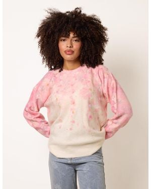 Blue Vanilla Floral Printed Jumper With Disc Sequin Detailing - Pink