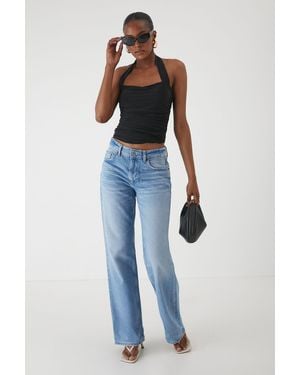 MissPap Square Hater Neck Ruched Top - Blue