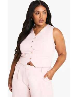 Boohoo Plus Tailored Button Down Waistcoat - Pink