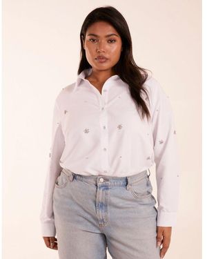 Blue Vanilla Vanilla Curve Embellished Longline Shirt - Pink