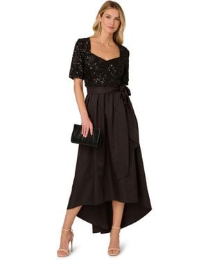 Adrianna Papell Studio Sequin Combo Taffeta Gown - Black