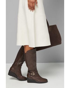 Good for the Sole Fiona Comfort Stretch Medium Wedge Casual Knee High Boots - Grey