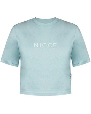 Nicce London E Aqua Cropped T-Shirt Cotton - Blue