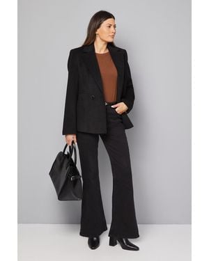 Wallis Double Breasted Puff Shoulder Jacket - Black