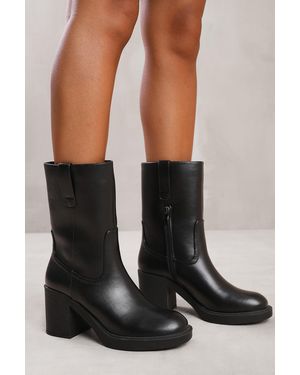 Where's That From Wheres 'Beau' Mid Calf Boot With Side Zip - Black