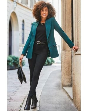 Sosandar Dark Emerald Fitted Blazer - Green