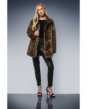 Wallis Petite Faux Fur Coat - Grey
