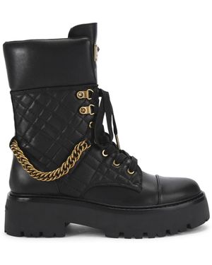 Kurt Geiger Leather Brixton Cuff Lace Up Boots - Black