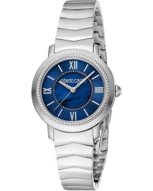Roberto Cavalli Rc5L056M0045 Quartz & Mop Stainless Steel 5 Atm 30 Mm - Blue