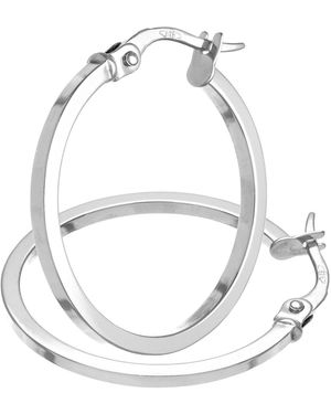 DIAMANT L'ÉTERNEL 9ct Witgouden Elegante Hoepeloorbellen Met Vierkante Buizen En Een Diameter Van 20 Mm