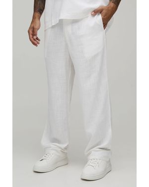 BoohooMAN Half & Waist Relaxed Fit Linen Blend Trouser - Grey