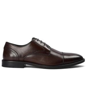 Paul Andrew Burnished Leather Formal Derby Shoes - Brown
