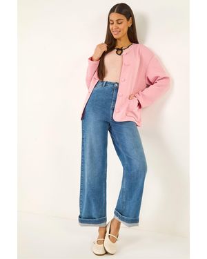 Roman Patterned Pocket Edge Jacket - Blue
