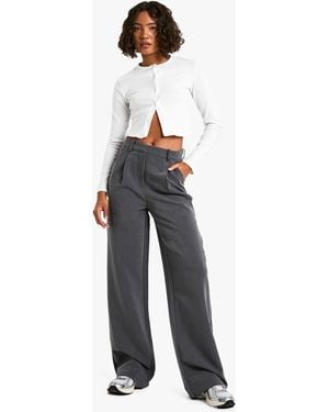 Boohoo Tall Wide Leg Tailored Trousers - Blue