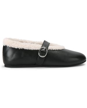 Steve Madden Leather Lodge Ballet Flats - Black