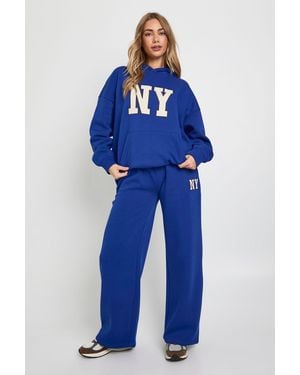 Boohoo Ny Applique Hoodie Tracksuit - Blue