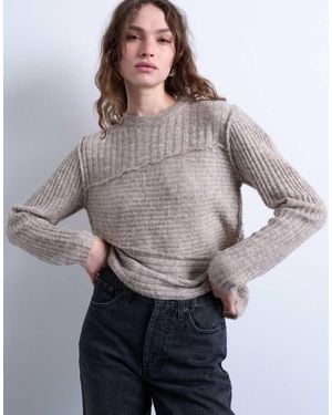 TOPSHOP Knitted Co-Ord Asymmetric Top - Grey