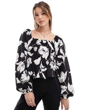 Vero Moda Balloon Sleeve Smock Top - Black