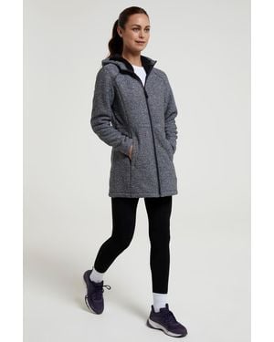 Mountain Warehouse 'Nevis' Longline Fleece Jacket Full Zip Warm Cosy Coat - Blue