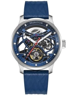 Heritor Marcell Skeleton Dial Watch - Blue
