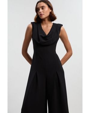 Karen Millen Tailored Drape Wide Leg Jumpsuit - Black