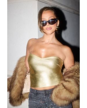 Boohoo Metallic Bandage Bandeau Top - Green