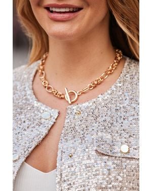 Sosandar Chunky Toggle Detail Necklace Metallic - Grey