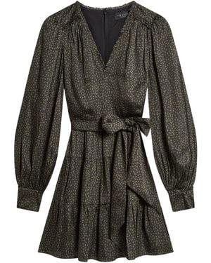Ted Baker Phoeba Printed Tiered Belted Mini Dress - Black