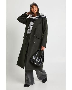Boohoo Oversized Double-Breasted Wool Blend Coat - Black