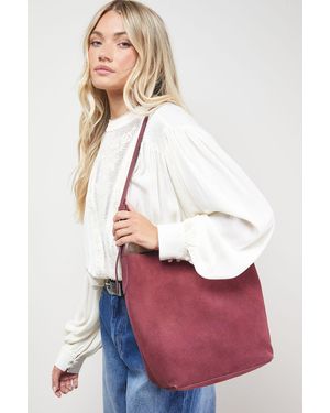 Oasis Lilah Suede Slouch Bag - Red