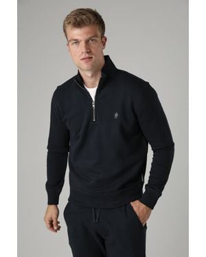 French Connection Cotton Blend Half-Zip Jumper - Blue