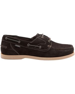 Loake Padstow Boat Shoe Dark Suede Cotton - Black