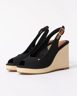 Tommy Hilfiger Flag Slingback Wedge Espadrille - Black