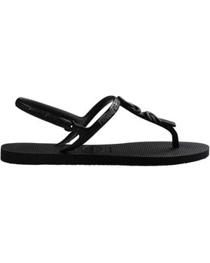 Havaianas Ladies Plus Twisted Flat Sandals - Black