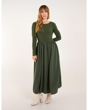 Blue Vanilla Knitted Scuba Crepe 2In1 Dress - Green