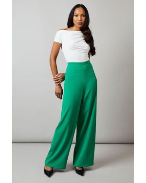 PRINCIPLES Relaxed Wide Leg Flat Front Trouser - Green