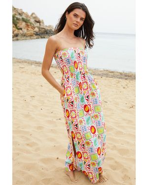 Threadbare Cotton Jersey Bandeau Maxi Dress With Pockets - Pink