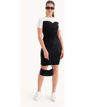 Hiccup Round Neck Colour Block Mini Dress - Black