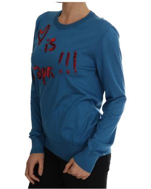 Dolce & Gabbana Zijden Trui Met Pailletten En Lovertjes - Blauw