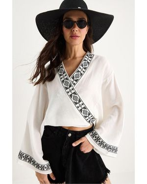 Bianco Lucci Cotton Blouse - White