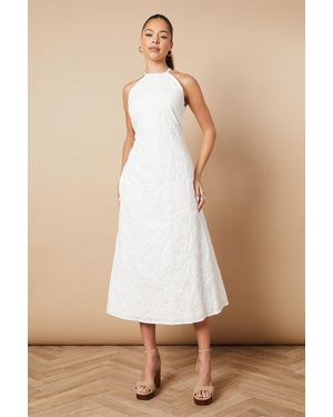 Oasis Floral Lace High Neck Midi Dress - Natural