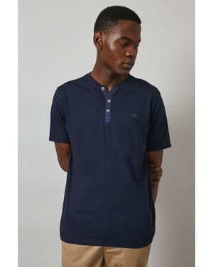 MAINE Slub Y Neck T - Blue