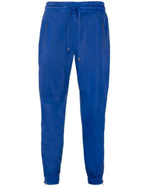 Infinity Leather Jogging Bottoms-Boston - Blue