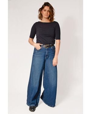 Marks & Spencer Denim High Rise Palazzo Jeans - Blue